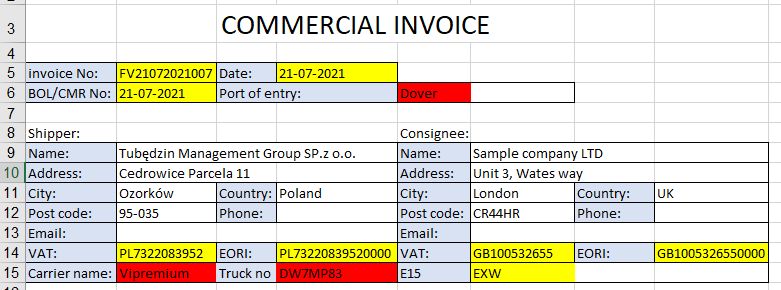 Jak wypełnić Commercial Invoice ?